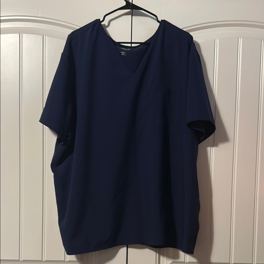 Navy Blue V-Neck Scrub Top